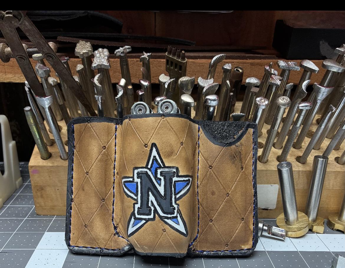 Multi-Tool Leather Sheath — Three Pockets