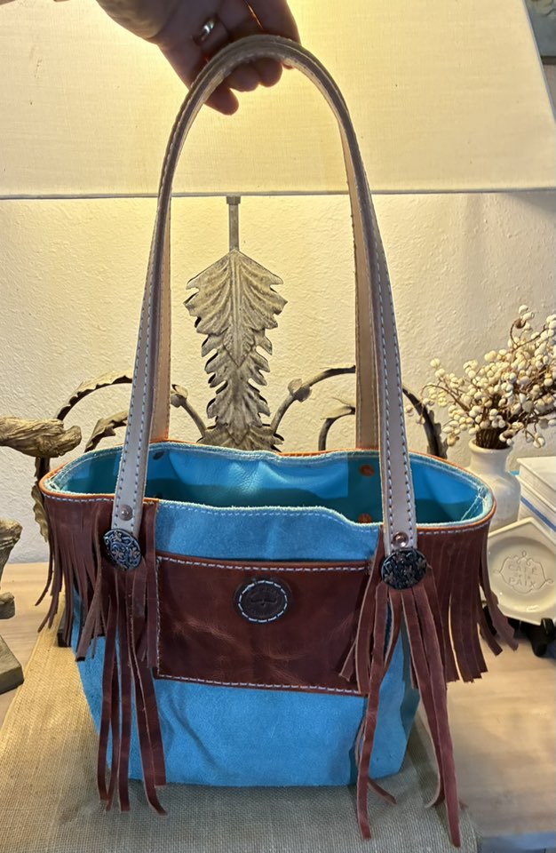 Turquoise Fringe Purse with Conchos